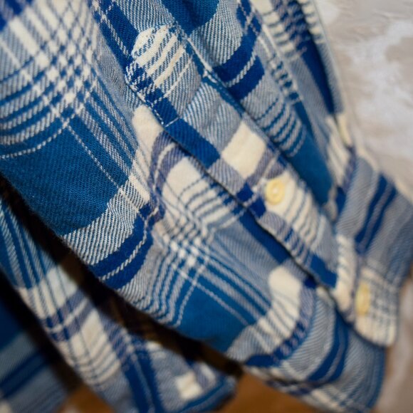 Grayers Men's XL | Blue Cream Plaid Heritage Flannel Shirt | Long Sleeve Cotton - Picture 4 of 5